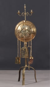 English Brass Repousse Fire Tool Stand, 18/19th C