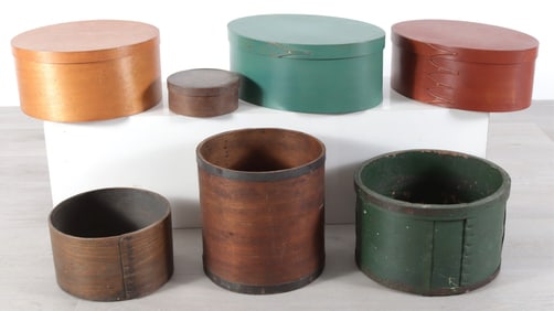 Group of Bentwood Measures & Pantry Boxes