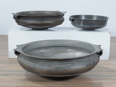 Group of 3 Indian Brass Urlis