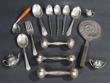 Sterling Silver Flatware, Rattles & Mirror