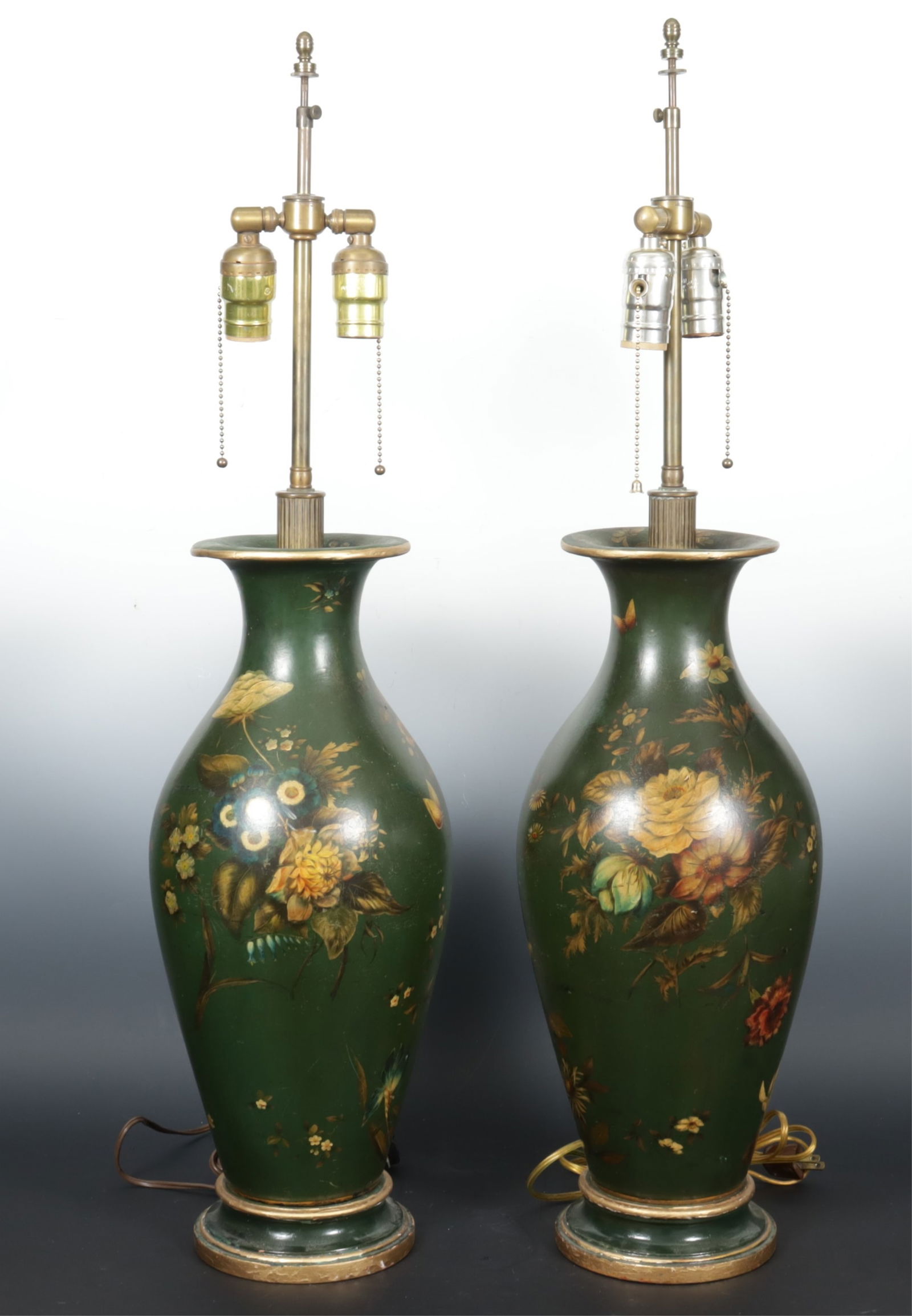 Pair Victorian Style Polychromed Lamps (1 of 5)