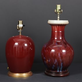 Two Chinese Oxblood Glazed Lamps