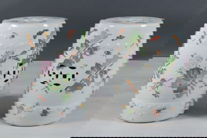 Gumps Pair Chinese Style Porcelain Garden Stools