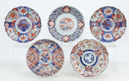 Five Japanese Imari Porcelain Plates, 19th C.
