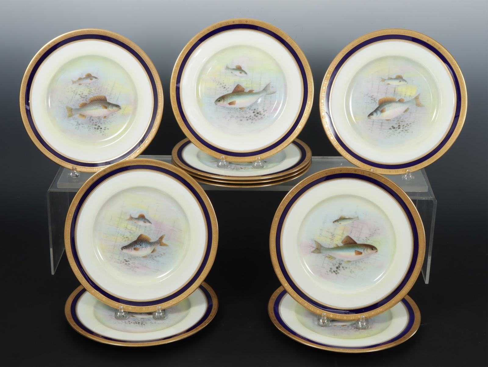 10 Cauldon Porcelain Fish Plates (1 of 9)