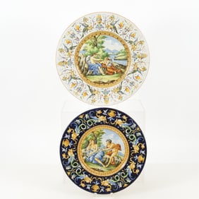 Italian Majolica Chargers, Possibly Battaglia