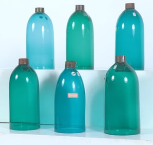 Blue and Green Glass Hurricane Shades