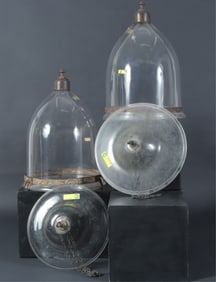 George III Style Brass & Glass Bell Jar Lanterns