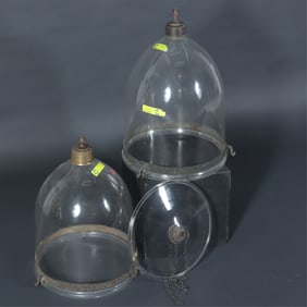 George III Style Brass & Glass Bell Jar Lanterns