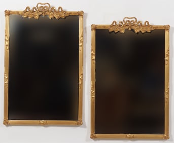 Pair Classical Style Gilt Composition Mirrors