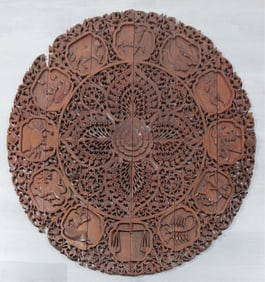Southeast Asian Teakwood Zodiac Roundel