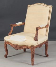 Large Regency Style Beech Fauteuil