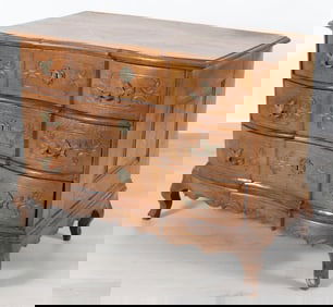 French Provincial Inlaid Oak Commode