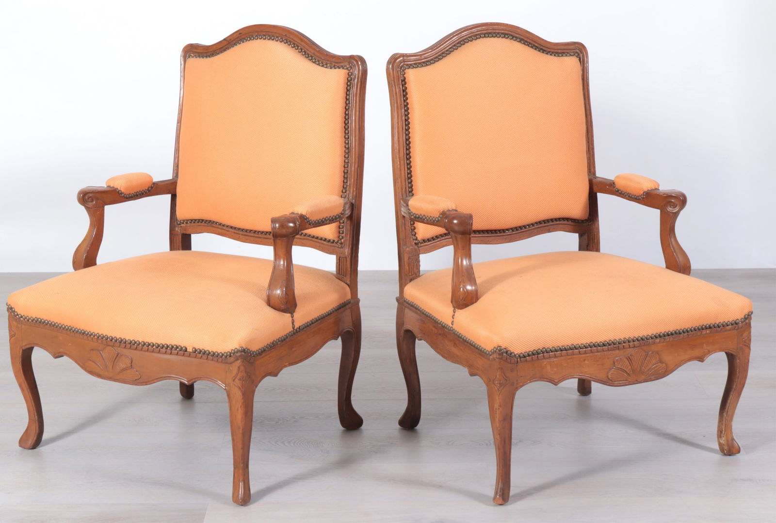 Pair of Louis XV Provincial Beech Fauteuils (1 of 6)