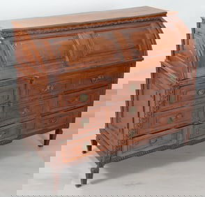 Louis XVI Provincial Walnut Cylinder Bureau, 18C