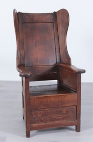 English Provincial Oak Wing Armchair, 18th C