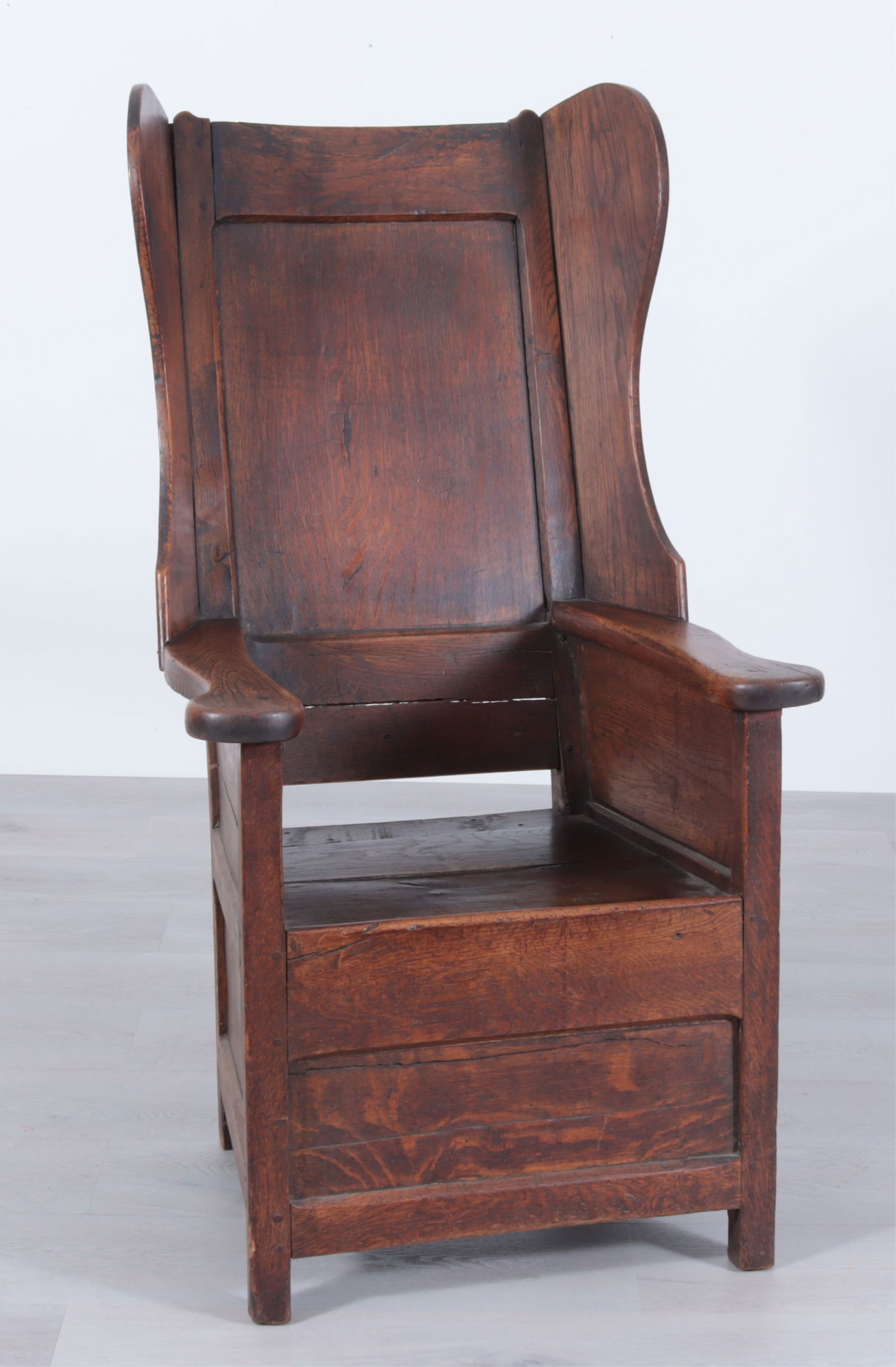 English Provincial Oak Wing Armchair, 18th C (1 of 7)