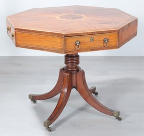 Regency Inlaid Octagonal Library Table, 19th C.