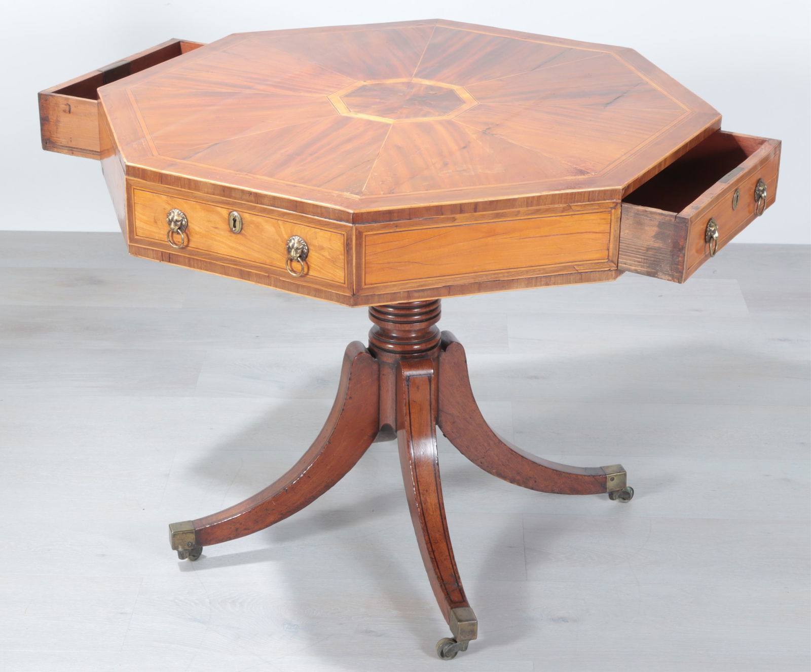 Regency Inlaid Octagonal Library Table, 19th C. - 2