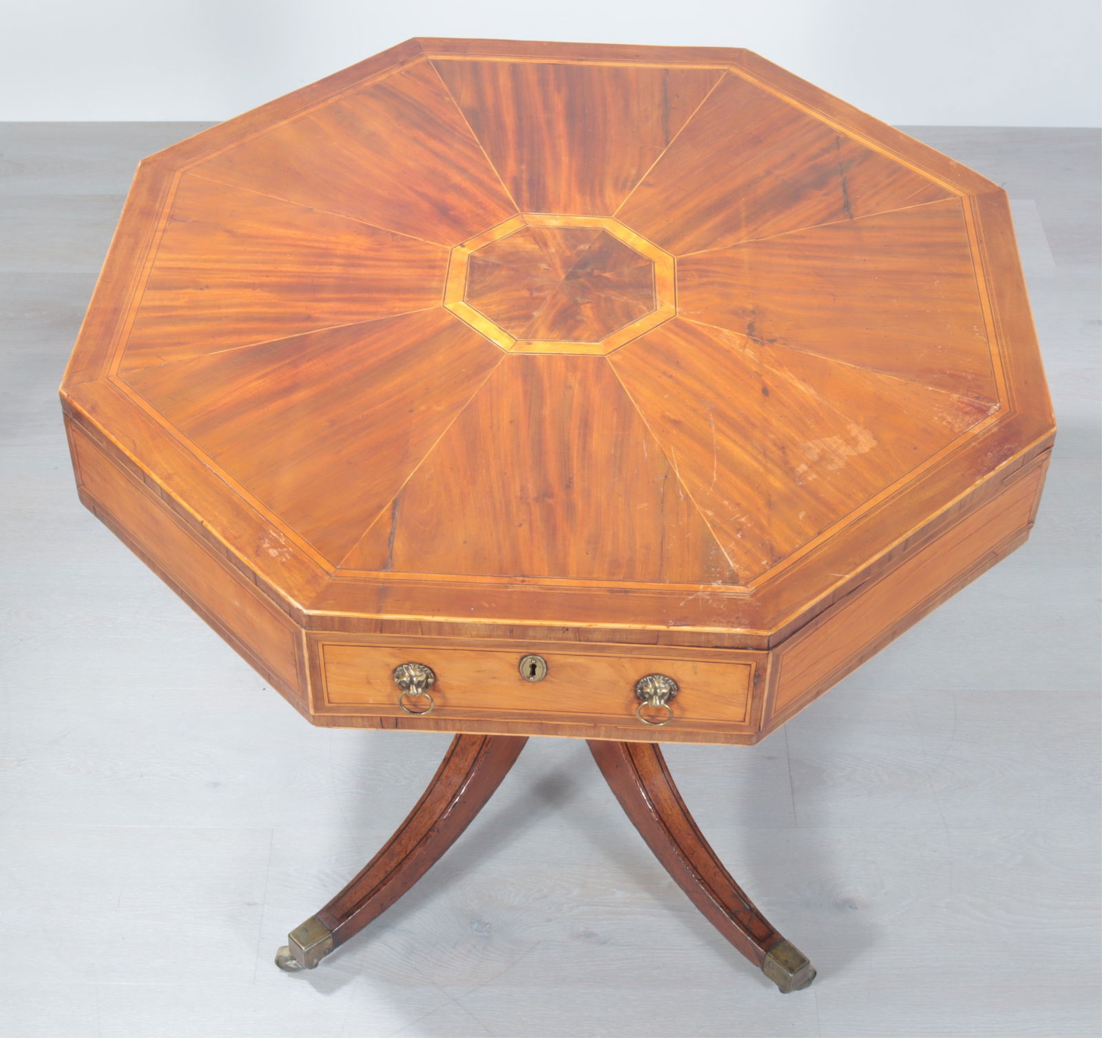 Regency Inlaid Octagonal Library Table, 19th C. - 3
