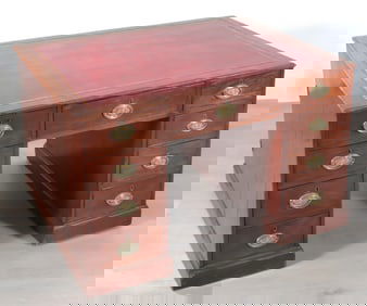 Regency Mahogany Pedestal Partner's Desk, 19th C.