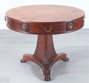 Regency Style Burlwood & Mahogany Drum Table
