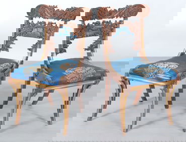 Pair Regency Parcel-Gilt Rosewood Side Chairs, 19C