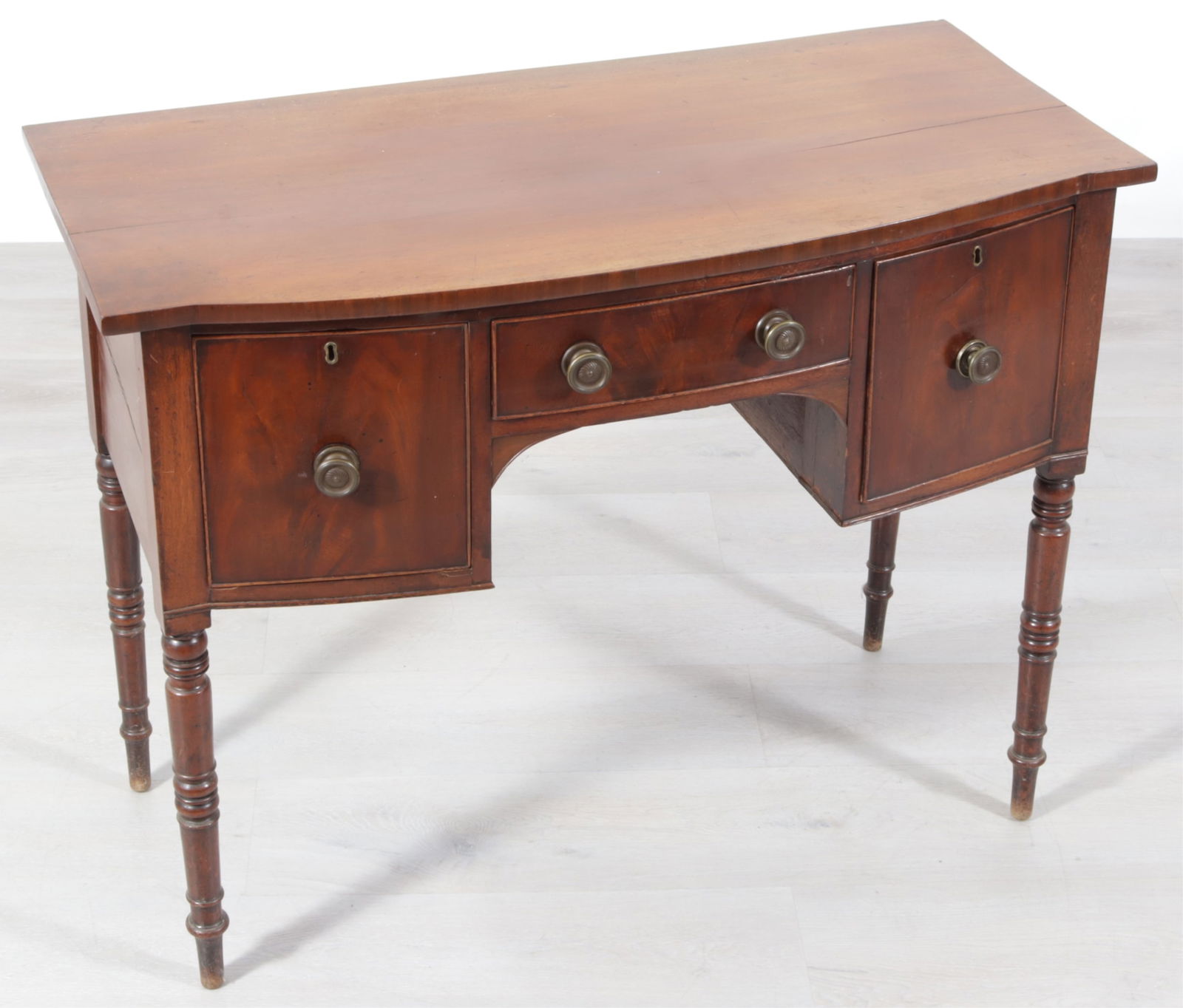 Regency Mahogany Small Sideboard, 19th C.: Regency Mahogany Small Sideboard, Early 19th C., with two deep drawersDimensions: 32.5" H x 42.25" W x 20.75" D