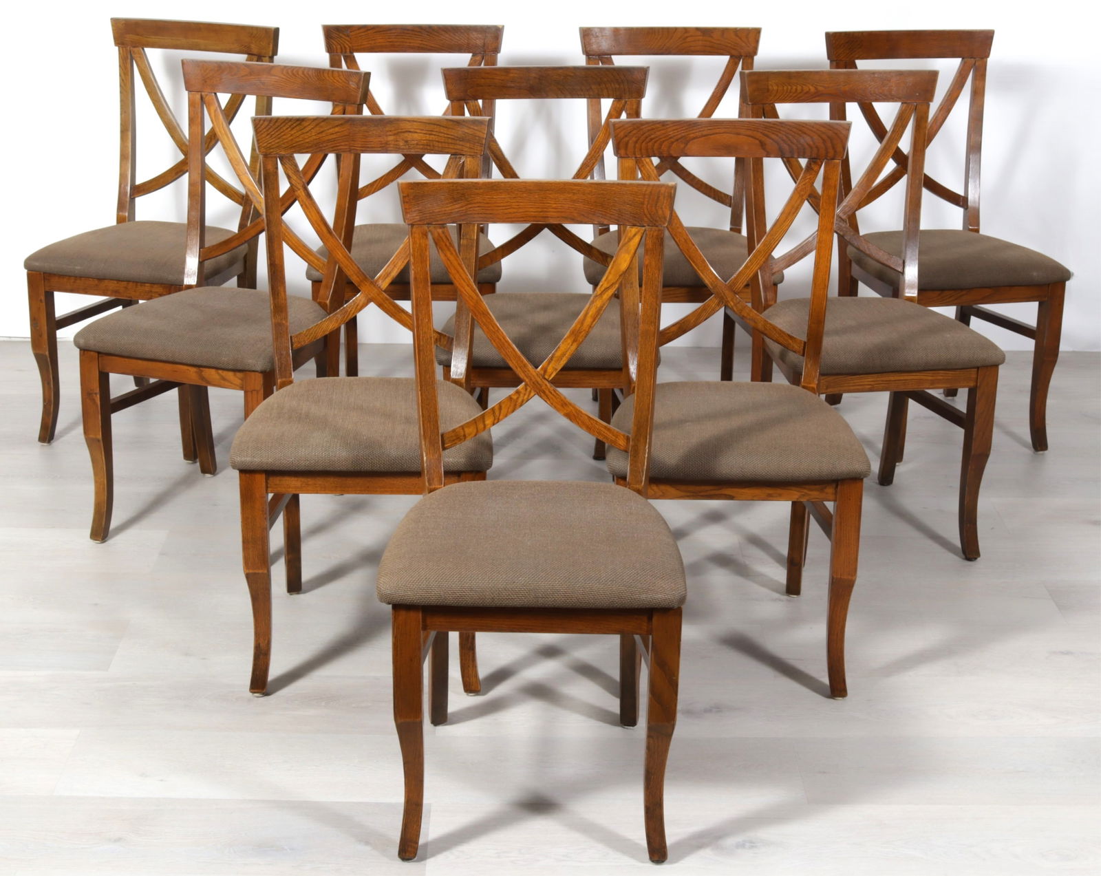 Ten Regency Style Oak Dining Chairs (1 of 5)