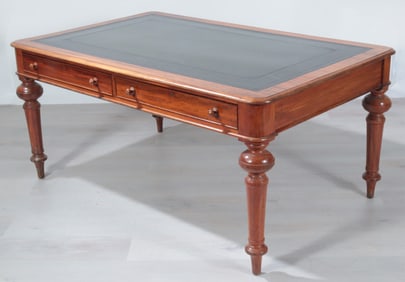 English Mahogany Partner's Desk, 19th C.