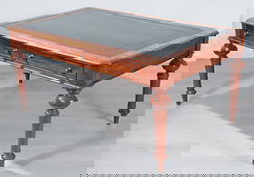 English Mahogany Partner's Desk, 19th C.: English Mahogany Partner's Desk, Mid 19th C., tooled leather topDimensions: 30.5" H x 66" W x 41" D