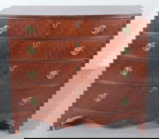 Federal Mahogany Bow Front Chest of Drawers, 19C