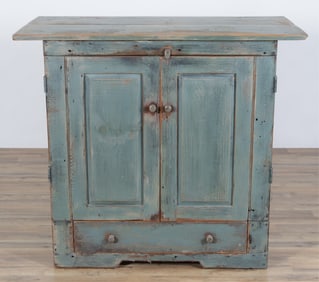 Blue Painted Rustic Style Entertainment Cabinet