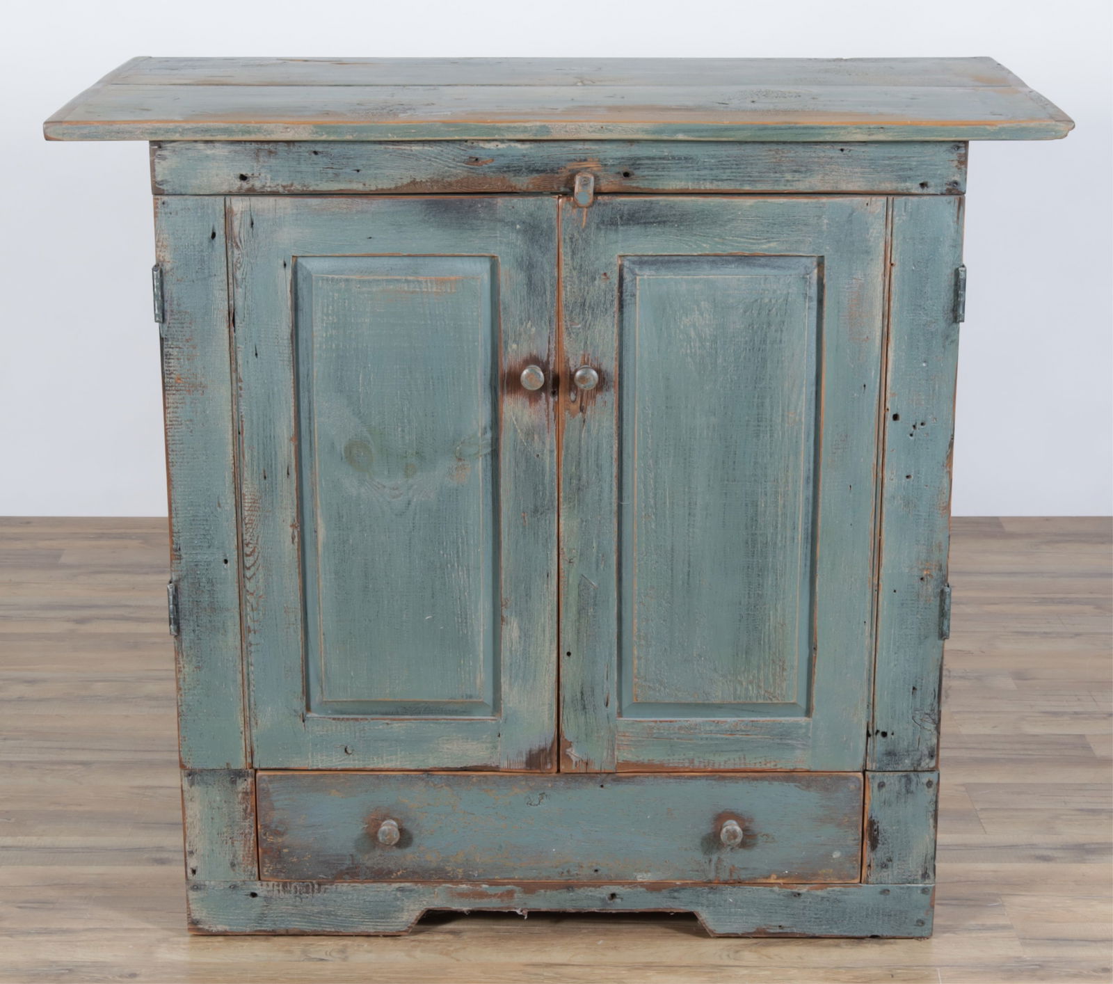 Blue Painted Rustic Style Entertainment Cabinet (1 of 5)