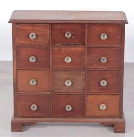 Country Stained Cherry 12-Drawer Apothecary