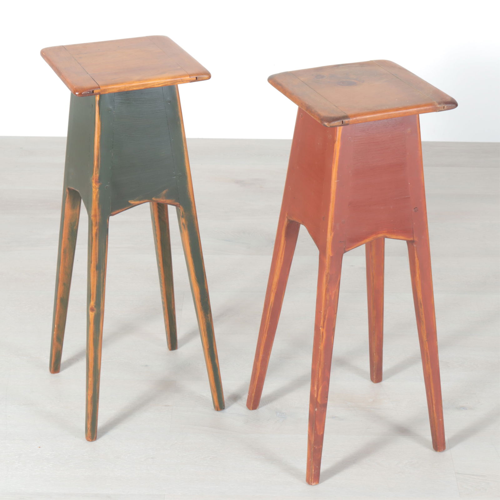 Keystone Furn/John Smith - Pair Fern Stands: Keystone Co. Furniture Matched Pair Painted Fern Stands, by John Smith, dated 1998Dimensions: 31.5" H x 11.25" Sq.