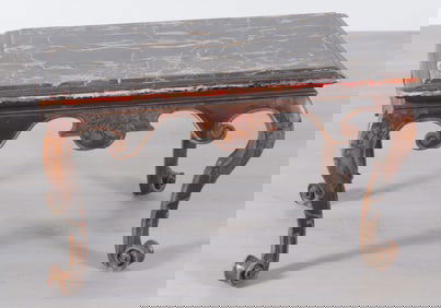 Rococo Style Marble Top Japanned Low Table