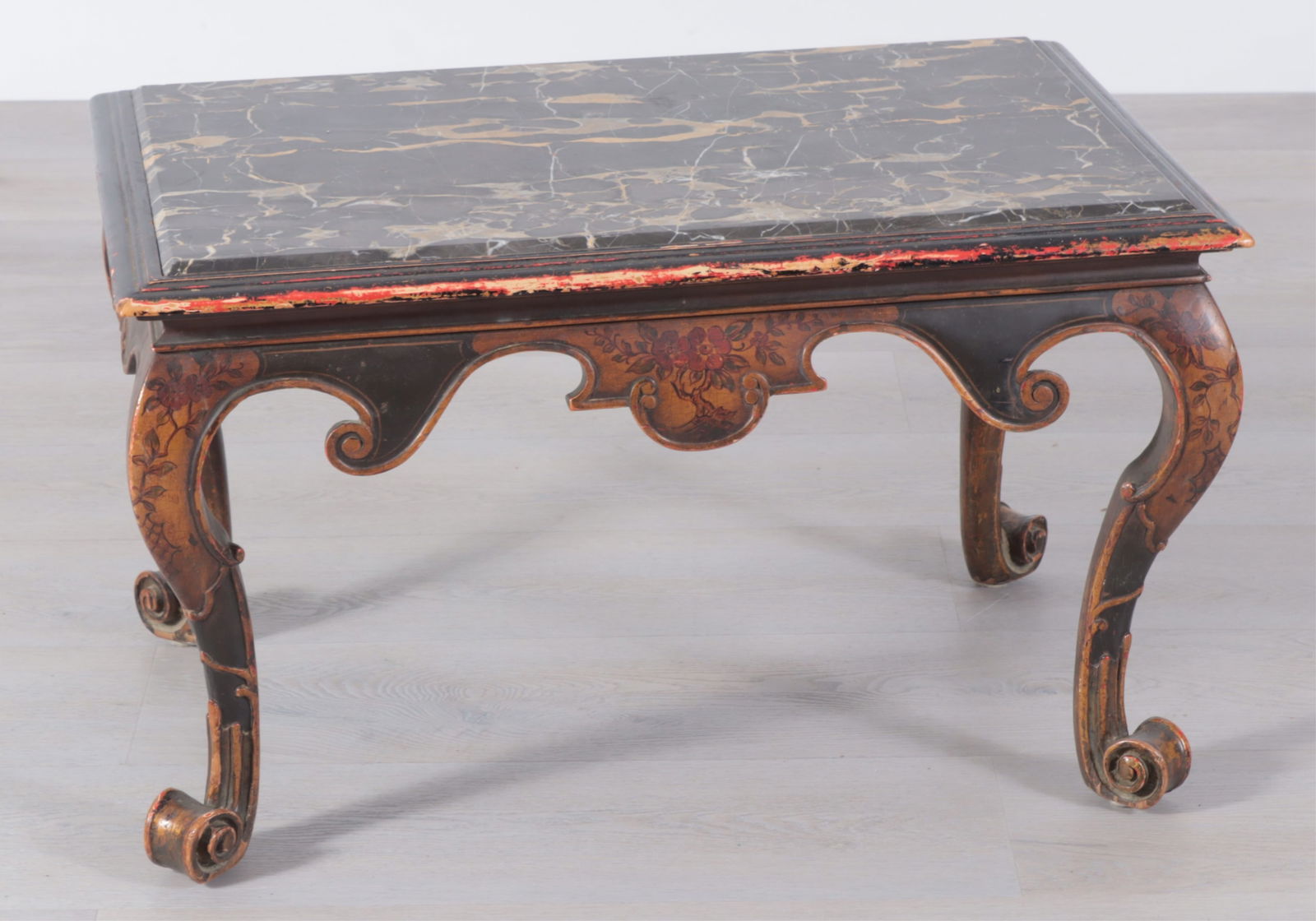 Rococo Style Marble Top Japanned Low Table (1 of 8)