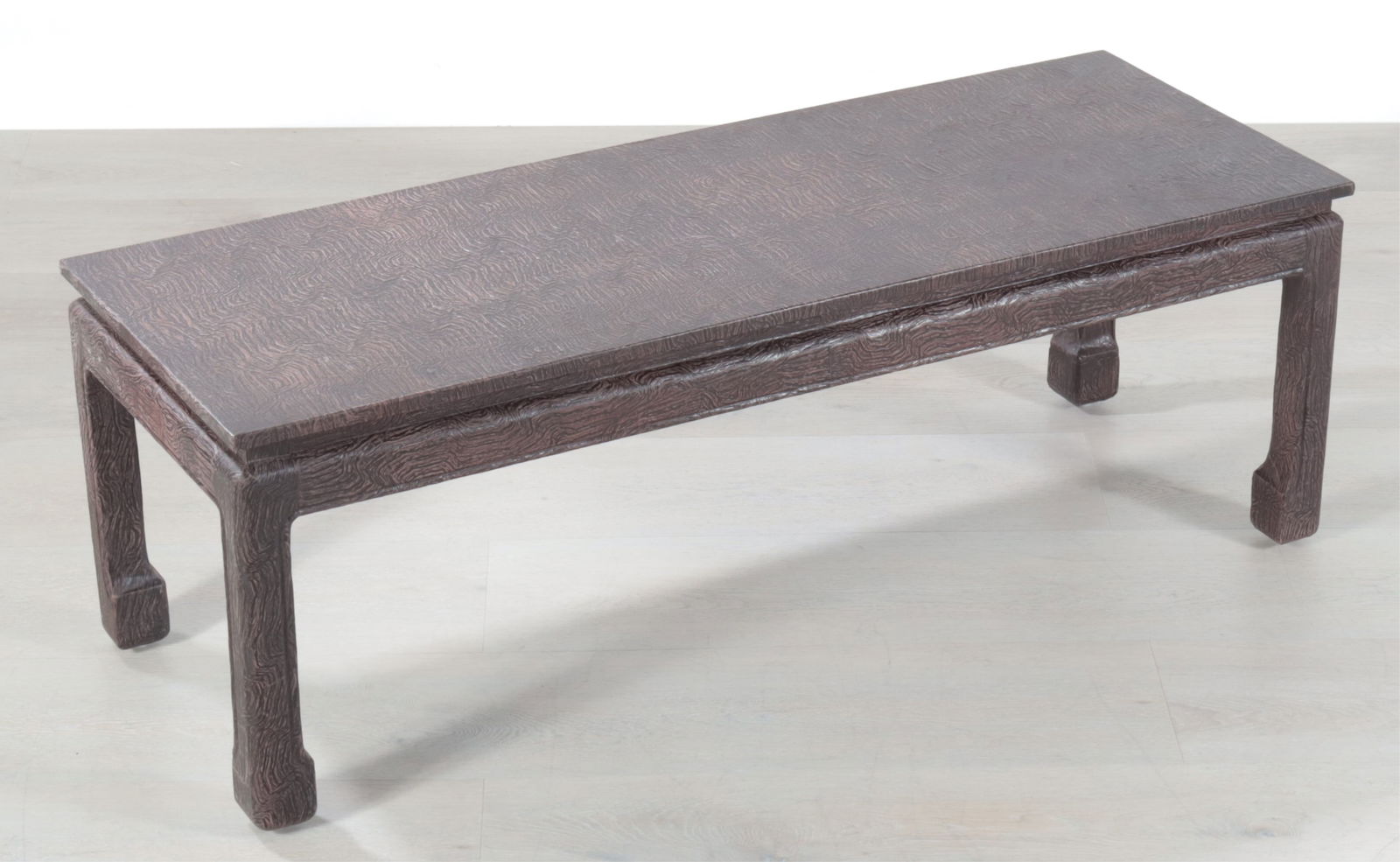 Chinese Style Faux Bois Textured Leather Low Table: Chinese Style Faux Bois Textured Leather Low TableDimensions: 15.25" H x 44" W x 16" D