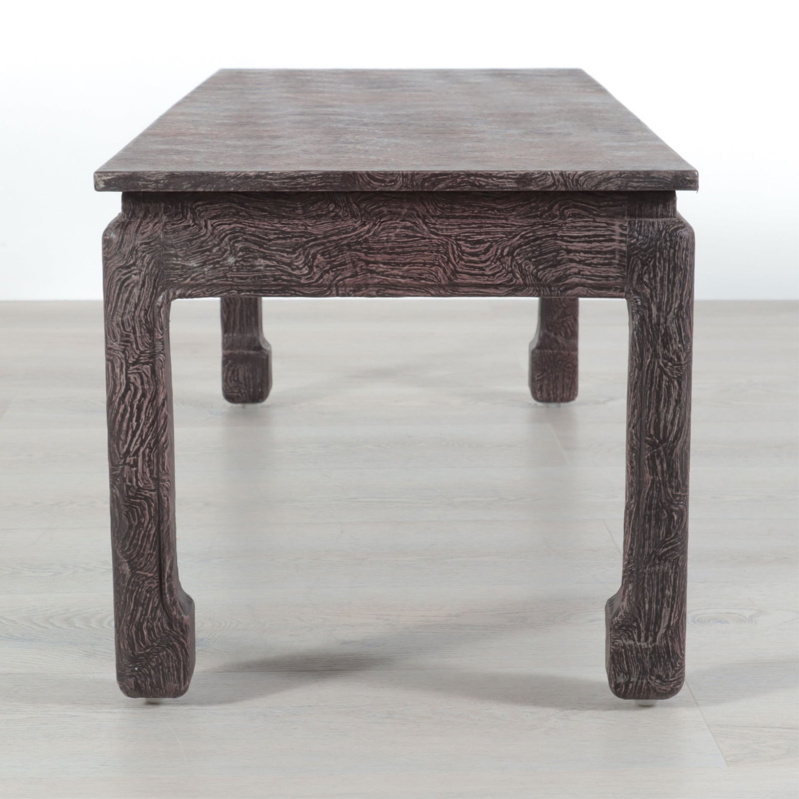 Chinese Style Faux Bois Textured Leather Low Table - 2