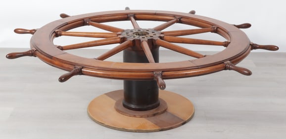 Teak Ships Wheel Coffee Table, 19th/20th C.