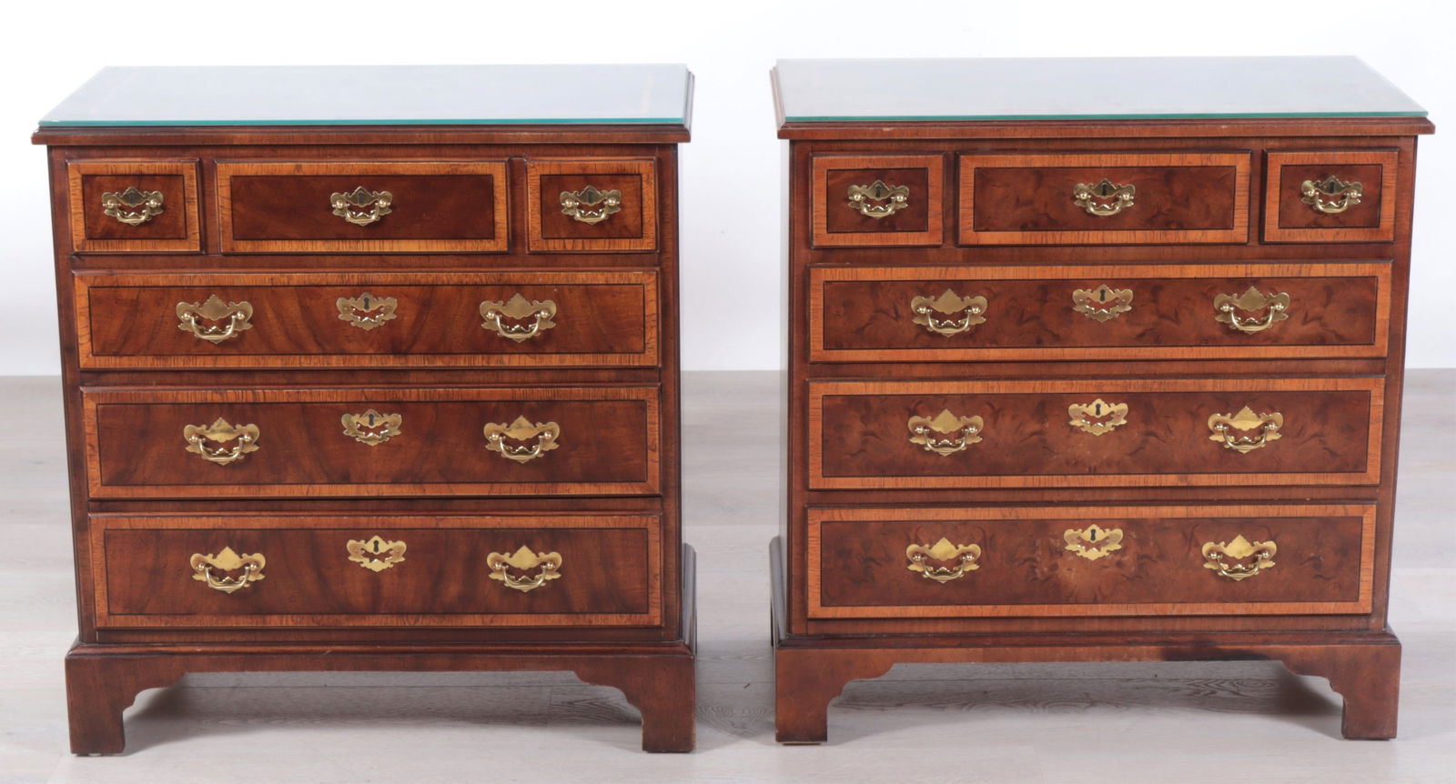 Pair of Henredon Banded Walnut Bachelor's Chest: Pair of Aston Court by Henredon Banded Walnut Bachelor's ChestDimensions: 31" H x 30.5" W x 16" D