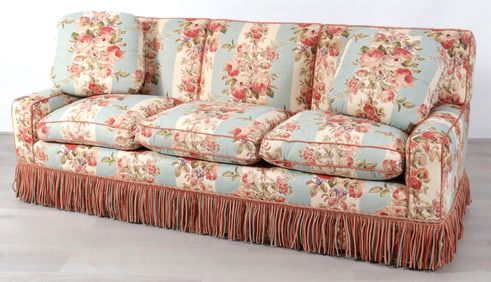 Mario Buatta Style Upholstered Sofa