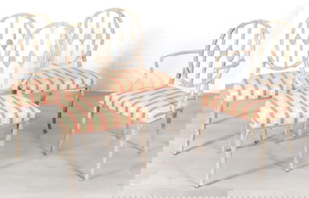 Swedish Classical Polychromed White Painted Chairs