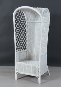 White Painted Rattan Porter's Chair