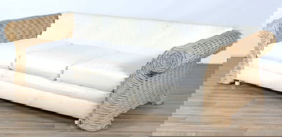 Bleached Rattan 3-Seat Sofa