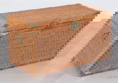 Antique Rattan Trunk 19th C