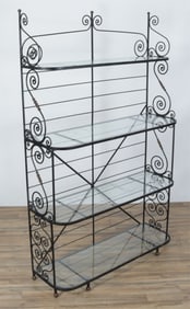 Ebonized Iron & Brass Baker's Rack