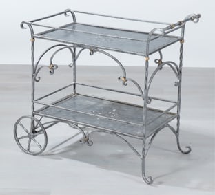 Italian Wrought Iron and Brass Bar Cart