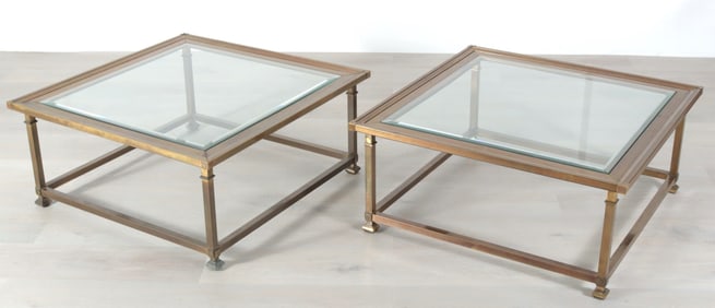 Pair Classical Style Brass Coffee Tables